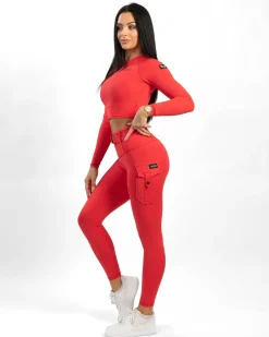 Dam Gavelo Cropped Long Sleeve Radical Red